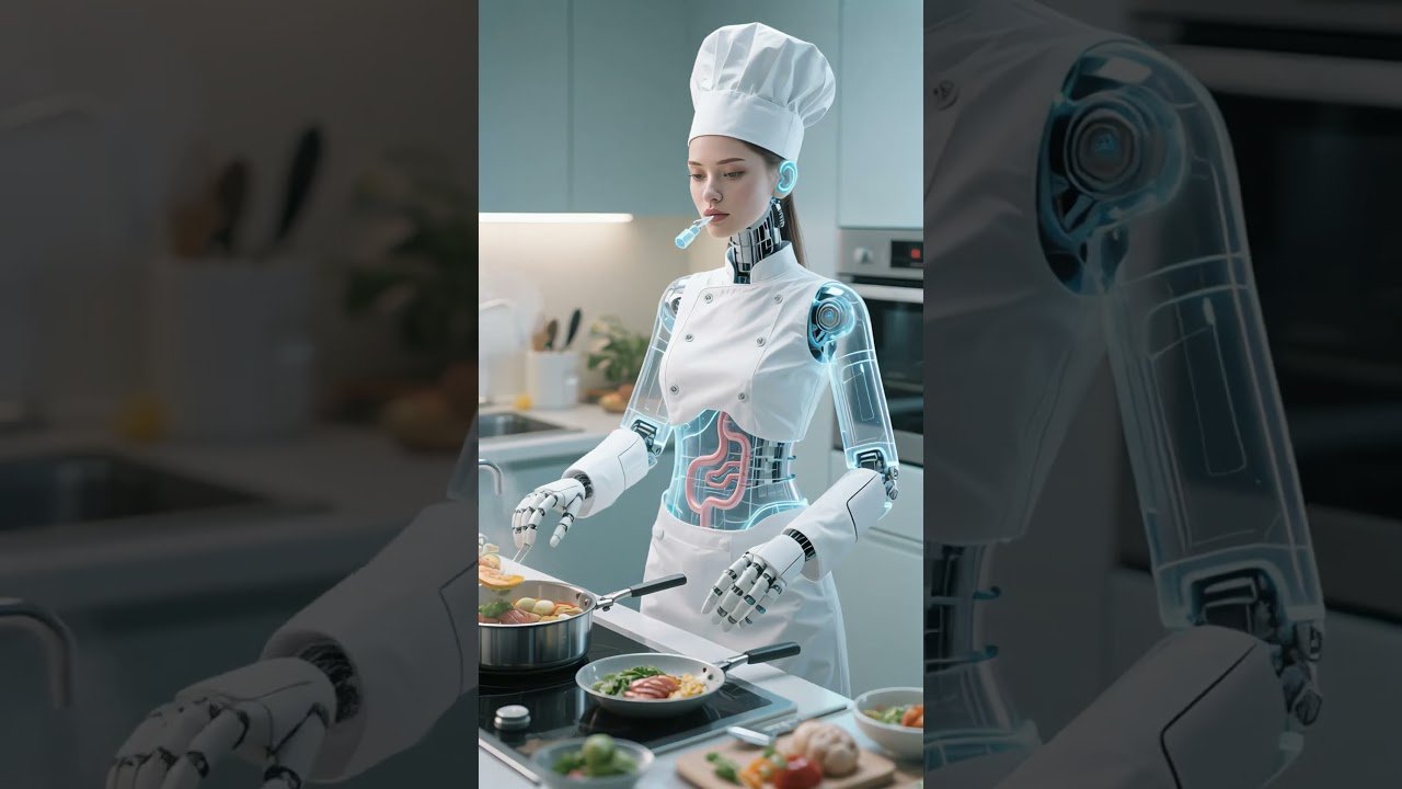 여성 로봇이 요리하는 모습 | 자동화 주방 로봇 기술